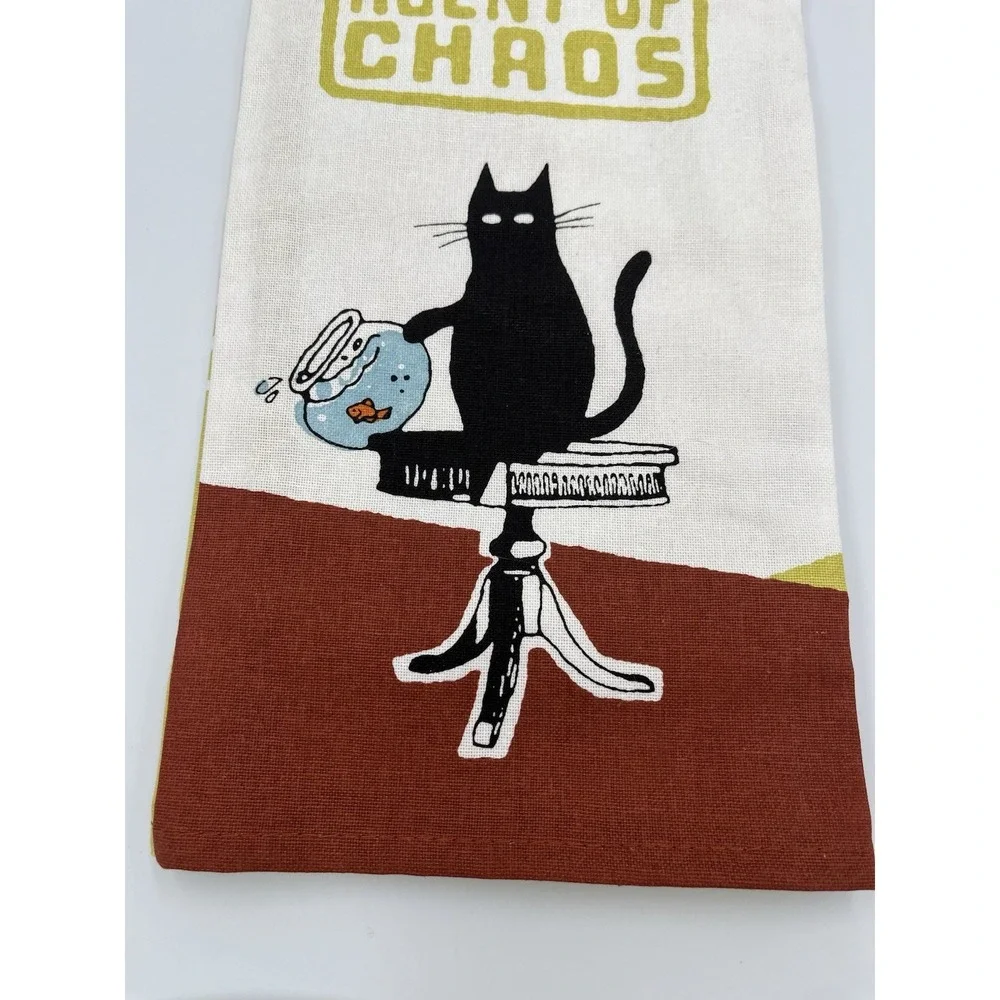 Blue Q‎ Retro Dish Towel Agent of Chaos Cat Lover Pet Mom Cotton Kitchen Decor